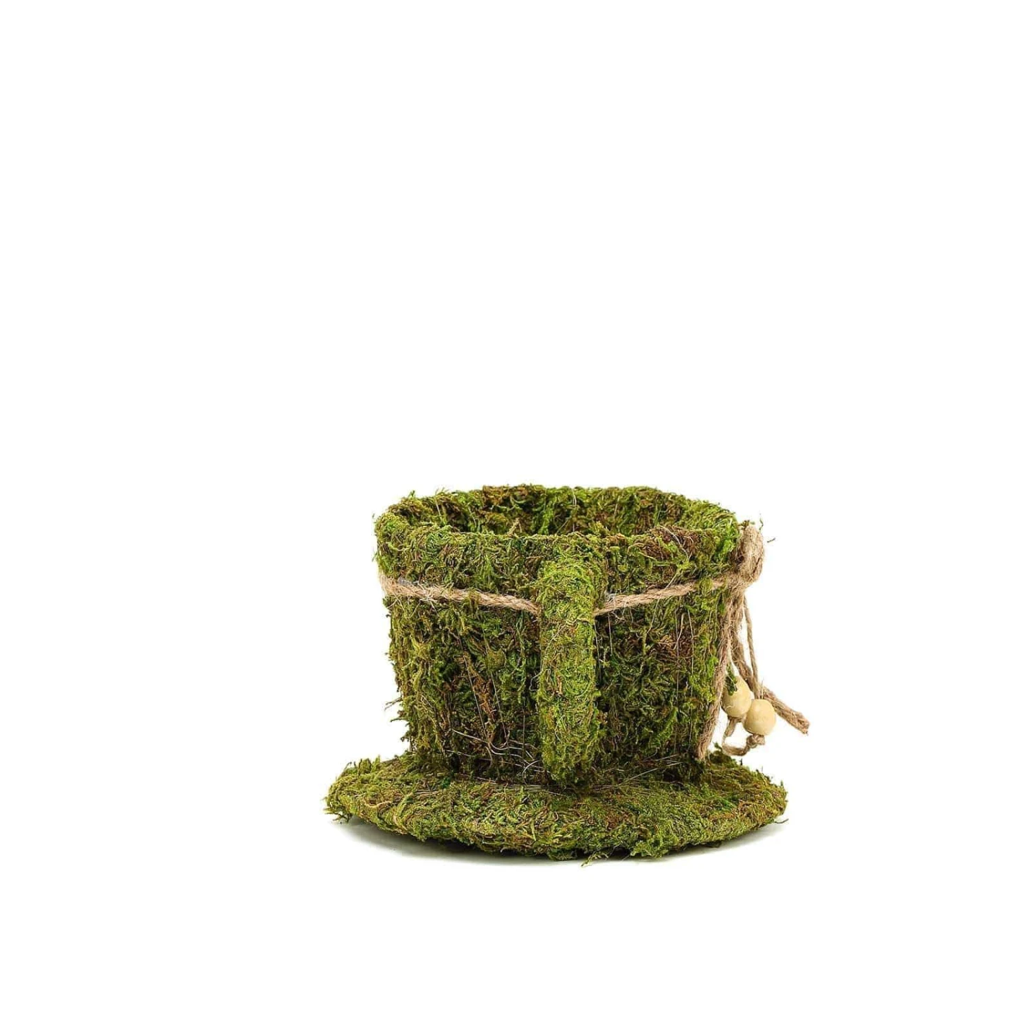 2 Pcs Natural Moss Teacups Planter Boxes With Ribbons - Green 4 2 Pcs Natural Moss Teacups Planter Boxes With Ribbons - Green - Image 2