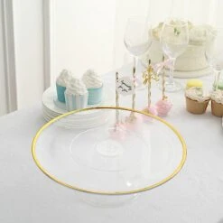2 Round 12" Plastic Cake Stand Dessert Display Riser With Gold Rim - Clear 17 2 Round 12" Plastic Cake Stand Dessert Display Riser With Gold Rim - Clear -Optimal Home Decoration 2 round 12 plastic cake stand dessert display riser with gold rim clear cake plst r012 clgd 30794527211583