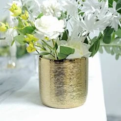 2 Round 5" Metallic Ceramic Flower Plant Pots Succulent Planters - Gold -Optimal Home Decoration 2 round 5 metallic ceramic flower plant pots succulent planters gold plnt cerm 002 m gold 29708941262911