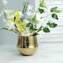2 Round 6" Textured Ceramic Flower Plant Pots Succulent Planters - Gold -Optimal Home Decoration 2 round 6 textured ceramic flower plant pots succulent planters gold plnt cerm 003 m gold 29709356859455