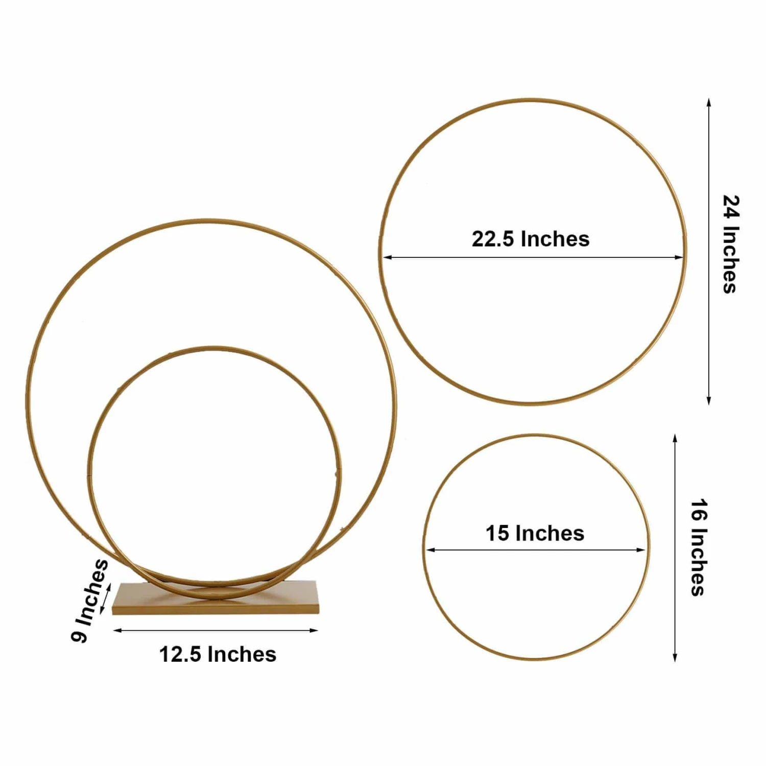 2 Round Metal Floral Hoops Standing Wreath Rings Set - Gold 4 2 Round Metal Floral Hoops Standing Wreath Rings Set - Gold - Image 2