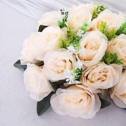 2 Bouquets 10" Silk Roses Artificial Flower Balls 31 2 Bouquets 10" Silk Roses Artificial Flower Balls -Optimal Home Decoration 2 silk 10 artificial flower ball bouquets for centerpieces 30967798825023