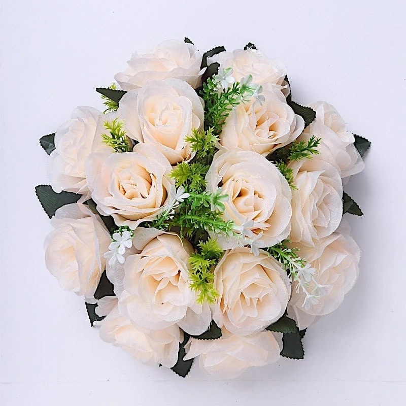 2 Bouquets 10" Silk Roses Artificial Flower Balls 3 2 Bouquets 10" Silk Roses Artificial Flower Balls