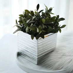 2 Square 5" Metallic Ceramic Cube Planter Boxes Flower Plant Pots -Optimal Home Decoration 2 square 5 metallic ceramic cube planter boxes flower plant pots 30483687145535