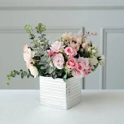 2 Square 5" Metallic Ceramic Cube Planter Boxes Flower Plant Pots -Optimal Home Decoration 2 square 5 metallic ceramic cube planter boxes flower plant pots 30483687178303