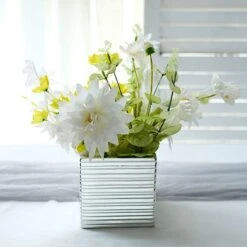 2 Square 5" Metallic Ceramic Cube Planter Boxes Flower Plant Pots -Optimal Home Decoration 2 square 5 metallic ceramic cube planter boxes flower plant pots 30483687243839