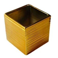 2 Square 5" Metallic Ceramic Cube Planter Boxes Flower Plant Pots