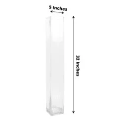 2 Square Tall Cylinder Glass Flower Vases Centerpieces - Clear -Optimal Home Decoration 2 square tall cylinder glass flower vases centerpieces clear 30479565324351