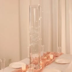 2 Square Tall Cylinder Glass Flower Vases Centerpieces - Clear -Optimal Home Decoration 2 square tall cylinder glass flower vases centerpieces clear 30479565357119