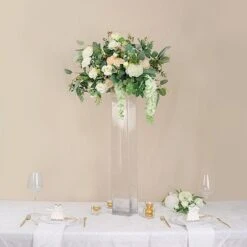 2 Square Tall Cylinder Glass Flower Vases Centerpieces - Clear -Optimal Home Decoration 2 square tall cylinder glass flower vases centerpieces clear 30479565422655