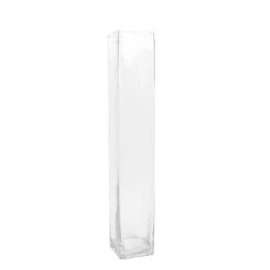 2 Square Tall Cylinder Glass Flower Vases Centerpieces - Clear