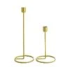 2 Metal Geometric Taper Candle Holders With Ring Base - Gold -Optimal Home Decoration 2 taper candle holders candleholder with ring base gold iron cand tp003 set gold 29431535927359