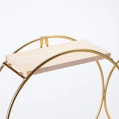 2 Tier Round Metal With Wood Geometric Floating Shelf - Gold And Natural -Optimal Home Decoration 2 tier round metal with wood geometric floating shelf gold and natural wod hopshlf rnd1 gold 28024080760895