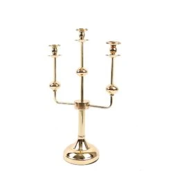 20" Metal 3 Arm Candelabra Taper Candle Holder Centerpiece - Gold