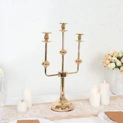 20" Metal 3 Arm Candelabra Taper Candle Holder Centerpiece - Gold -Optimal Home Decoration 20 metal 3 arm candelabra taper candle holder centerpiece gold iron cand tp013 3 gold 30536821178431