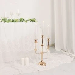 20" Metal 3 Arm Candelabra Taper Candle Holder Centerpiece - Gold -Optimal Home Decoration 20 metal 3 arm candelabra taper candle holder centerpiece gold iron cand tp013 3 gold 30536821211199