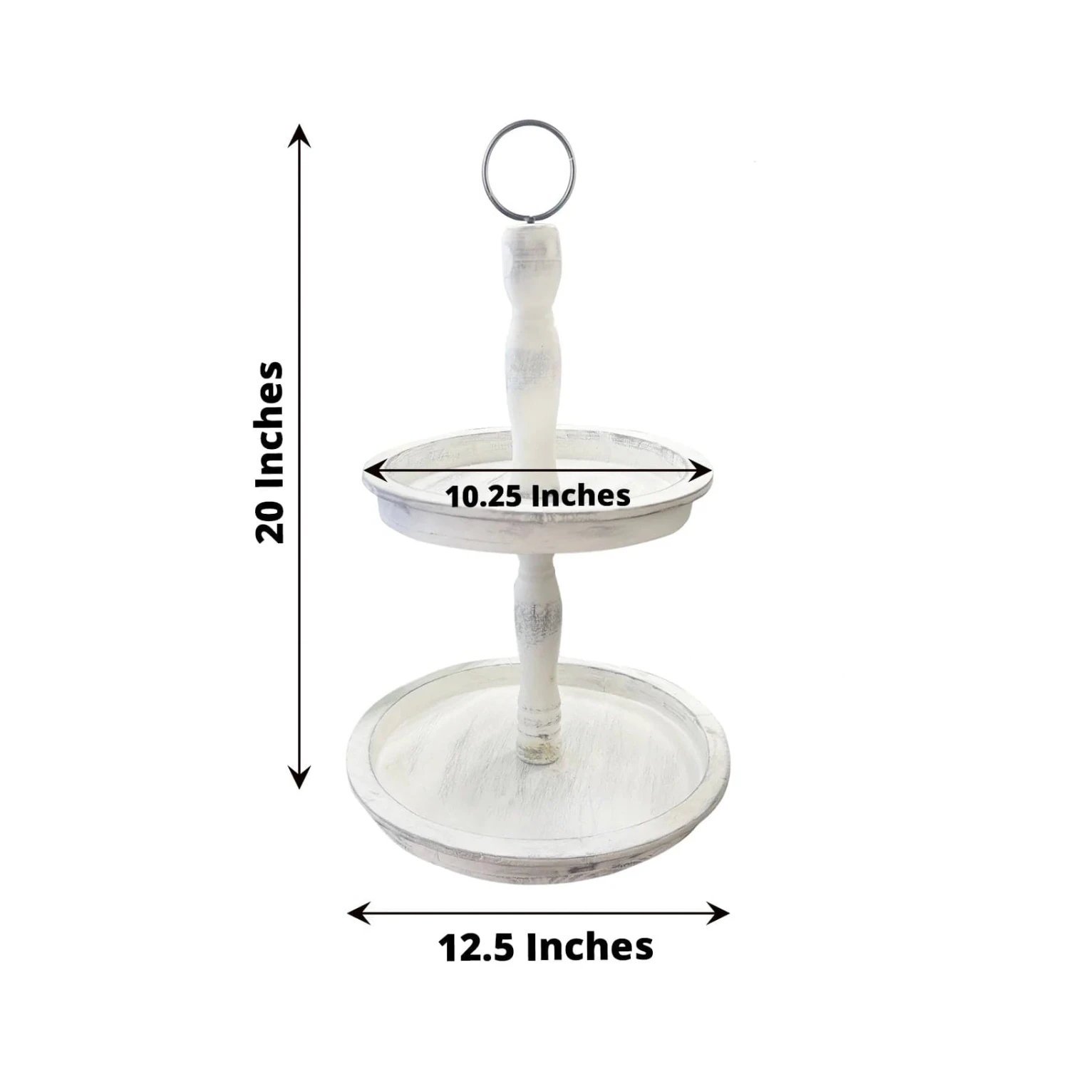 20" Round 2 Tier Wooden Cupcake Stand Dessert Serving Tray - Whitewashed 4 20" Round 2 Tier Wooden Cupcake Stand Dessert Serving Tray - Whitewashed - Image 2