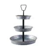 20" Tall 3 Tiers Galvanized Metal Serving Trays Cupcake Holders Stand - Silver And Black -Optimal Home Decoration 20 tall 3 tiers galvanized metal serving trays cupcake holders stand silver and black cake met 001 silvb 16007360872511
