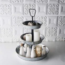 20" Tall 3 Tiers Galvanized Metal Serving Trays Cupcake Holders Stand - Silver And Black 18 20" Tall 3 Tiers Galvanized Metal Serving Trays Cupcake Holders Stand - Silver And Black -Optimal Home Decoration 20 tall 3 tiers galvanized metal serving trays cupcake holders stand silver and black cake met 001 silvb 28510896980031