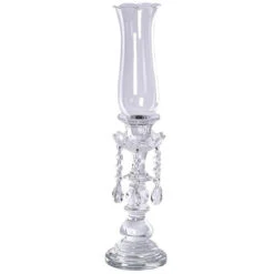 20" Tall Crystal Glass Hurricane Taper Candle Holder - Clear