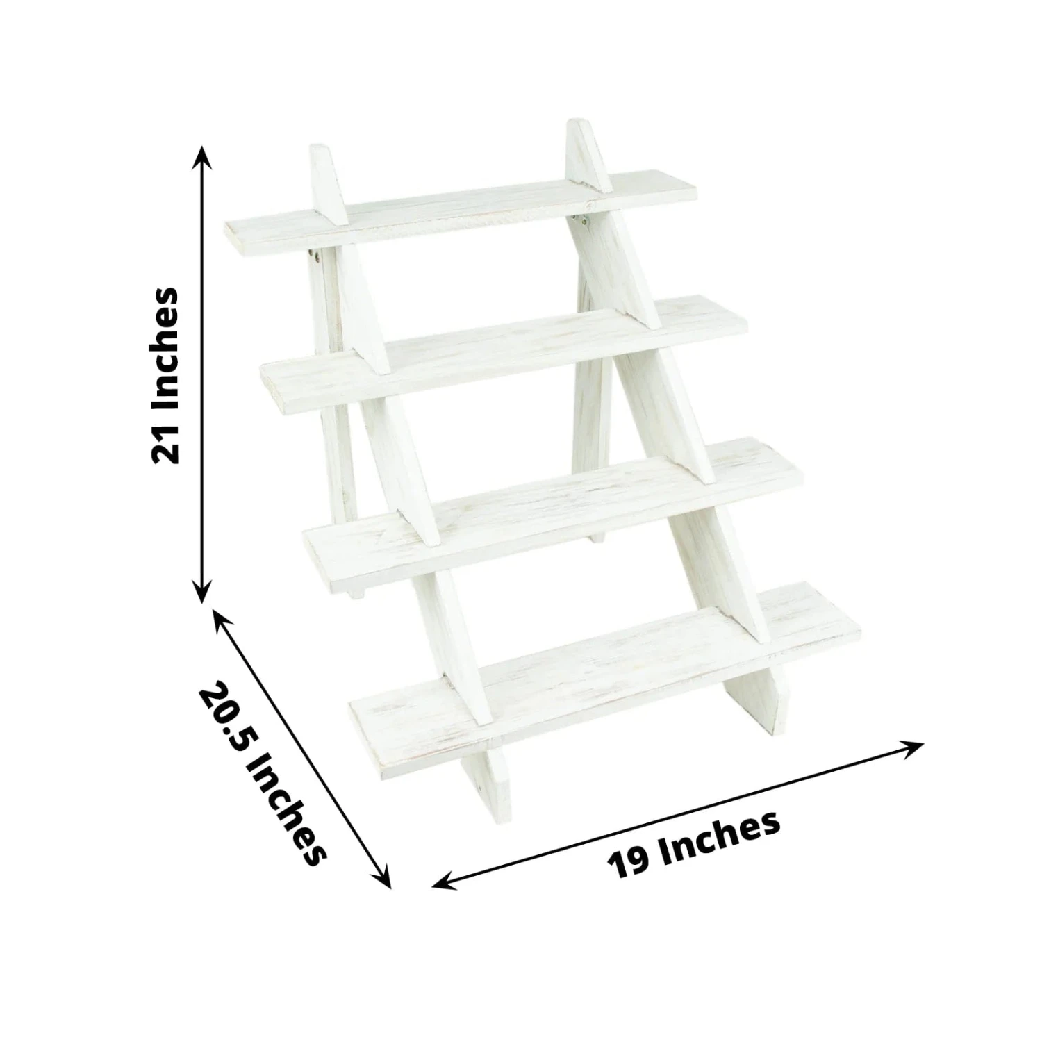 21" Ladder 4 Tier Wooden Cupcake Holder Dessert Display Stand - Whitewashed 4 21" Ladder 4 Tier Wooden Cupcake Holder Dessert Display Stand - Whitewashed - Image 2