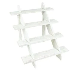 21" Ladder 4 Tier Wooden Cupcake Holder Dessert Display Stand - Whitewashed