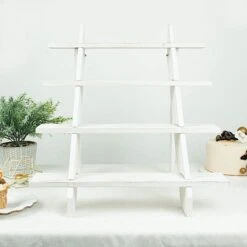 21" Ladder 4 Tier Wooden Cupcake Holder Dessert Display Stand - Whitewashed 17 21" Ladder 4 Tier Wooden Cupcake Holder Dessert Display Stand - Whitewashed -Optimal Home Decoration 21 ladder 4 tier wooden cupcake holder dessert display stand whitewashed cake wod011 20 wht 30768908206143