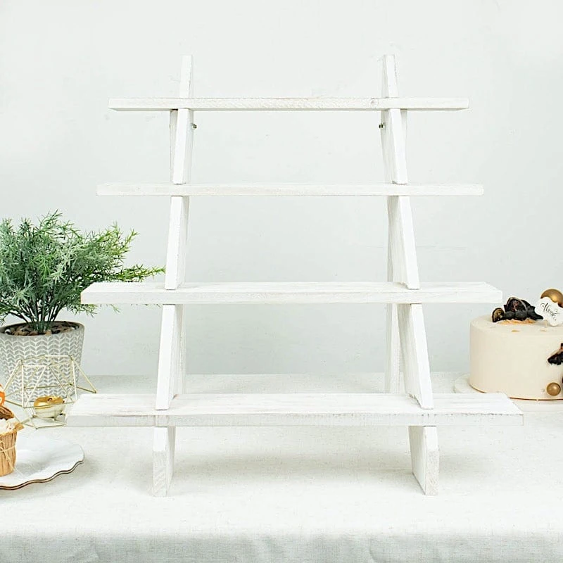 21" Ladder 4 Tier Wooden Cupcake Holder Dessert Display Stand - Whitewashed 9 21" Ladder 4 Tier Wooden Cupcake Holder Dessert Display Stand - Whitewashed - Image 7