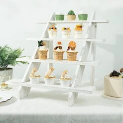21" Ladder 4 Tier Wooden Cupcake Holder Dessert Display Stand - Whitewashed 19 21" Ladder 4 Tier Wooden Cupcake Holder Dessert Display Stand - Whitewashed -Optimal Home Decoration 21 ladder 4 tier wooden cupcake holder dessert display stand whitewashed cake wod011 20 wht 30768908304447