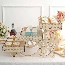 22" Rectangular 3 Tier Laser Cut Wood Cupcake Dessert Stand - Natural 16 22" Rectangular 3 Tier Laser Cut Wood Cupcake Dessert Stand - Natural -Optimal Home Decoration 22 rectangular 3 tier laser cut wood cupcake dessert stand natural cake wod012 nat 30729728917567