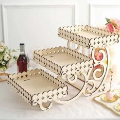 22" Rectangular 3 Tier Laser Cut Wood Cupcake Dessert Stand - Natural 19 22" Rectangular 3 Tier Laser Cut Wood Cupcake Dessert Stand - Natural -Optimal Home Decoration 22 rectangular 3 tier laser cut wood cupcake dessert stand natural cake wod012 nat 30729728983103