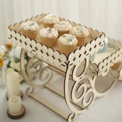 22" Rectangular 3 Tier Laser Cut Wood Cupcake Dessert Stand - Natural 17 22" Rectangular 3 Tier Laser Cut Wood Cupcake Dessert Stand - Natural -Optimal Home Decoration 22 rectangular 3 tier laser cut wood cupcake dessert stand natural cake wod012 nat 30729729114175