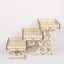 22" Rectangular 3 Tier Laser Cut Wood Cupcake Dessert Stand - Natural 18 22" Rectangular 3 Tier Laser Cut Wood Cupcake Dessert Stand - Natural -Optimal Home Decoration 22 rectangular 3 tier laser cut wood cupcake dessert stand natural cake wod012 nat 30729729146943