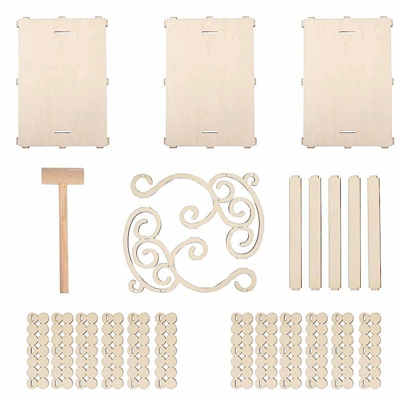 22" Rectangular 3 Tier Laser Cut Wood Cupcake Dessert Stand - Natural 5 22" Rectangular 3 Tier Laser Cut Wood Cupcake Dessert Stand - Natural - Image 3