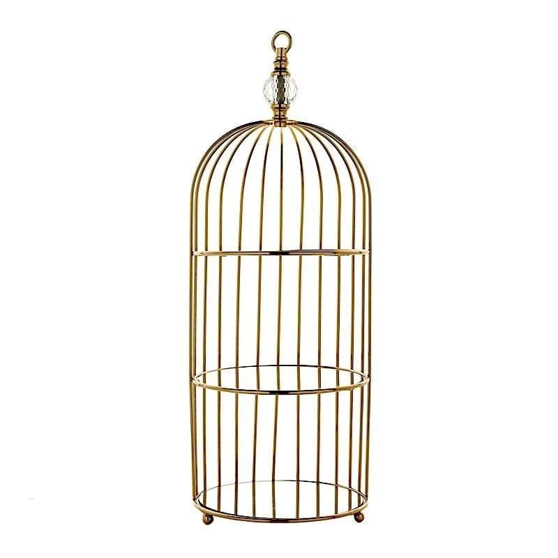 22" Tall 3 Tier Metal With Mirror Glass Hanging Bird Cage Dessert Stand - Gold 3 22" Tall 3 Tier Metal With Mirror Glass Hanging Bird Cage Dessert Stand - Gold