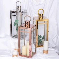 22" Tall Metal Lantern Candle Holder