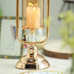 22" Tall Metal With Glass And Crystal Candle Holder Centerpiece - Gold 11 22" Tall Metal With Glass And Crystal Candle Holder Centerpiece - Gold -Optimal Home Decoration 22 tall metal with glass and crystal candle holder centerpiece gold chdlr cand 024 22 gold 4933595529279