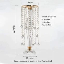 22" Tall Wedding Centerpiece With Faux Crystals - Silver -Optimal Home Decoration 22 tall wedding centerpiece with faux crystals silver chdlr 022 silv 28488959426623