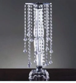 22" Tall Wedding Centerpiece With Faux Crystals - Silver