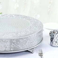 22" Wide Round Floral Embossed Wedding Cake Stand -Optimal Home Decoration 22 wide round floral embossed wedding cake stand 28929337163839