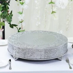 22" Wide Round Floral Embossed Wedding Cake Stand -Optimal Home Decoration 22 wide round floral embossed wedding cake stand 28929337229375