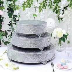 22" Wide Round Floral Embossed Wedding Cake Stand -Optimal Home Decoration 22 wide round floral embossed wedding cake stand 28929337294911