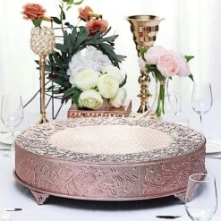 22" Wide Round Floral Embossed Wedding Cake Stand -Optimal Home Decoration 22 wide round floral embossed wedding cake stand 28929337491519