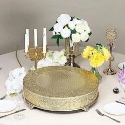 22" Wide Round Floral Embossed Wedding Cake Stand -Optimal Home Decoration 22 wide round floral embossed wedding cake stand 28929337720895