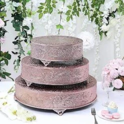 22" Wide Round Floral Embossed Wedding Cake Stand -Optimal Home Decoration 22 wide round floral embossed wedding cake stand 28930574975039