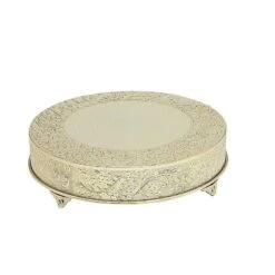 22" Wide Round Floral Embossed Wedding Cake Stand -Optimal Home Decoration 22 wide round floral embossed wedding cake stand cake rnd1 22 gold 28929337557055
