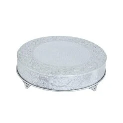 22" Wide Round Floral Embossed Wedding Cake Stand