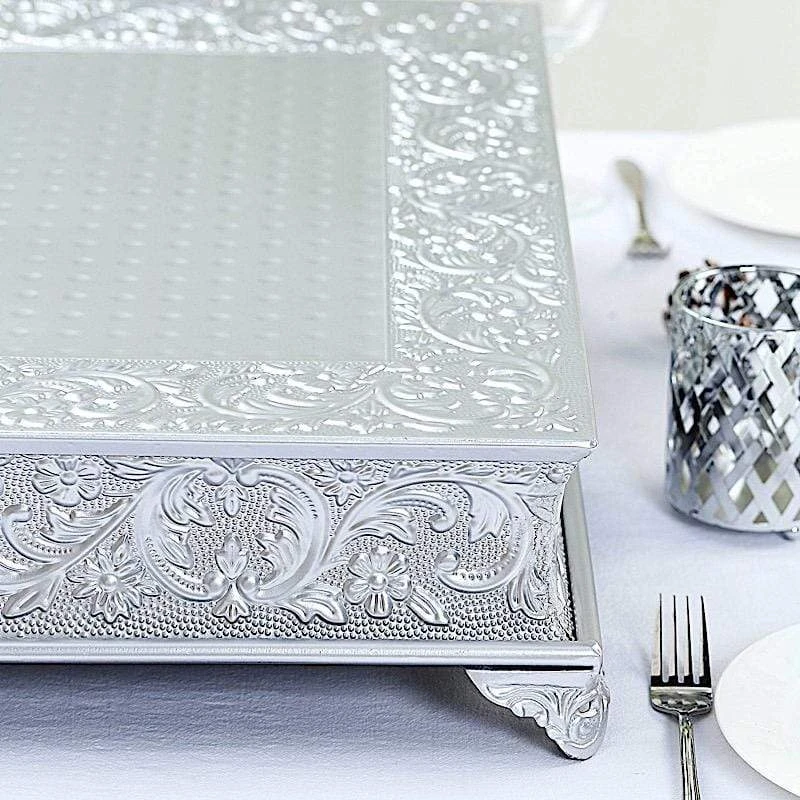 22" X 22" Square Floral Embossed Wedding Cake Stand 5 22" X 22" Square Floral Embossed Wedding Cake Stand - Image 3