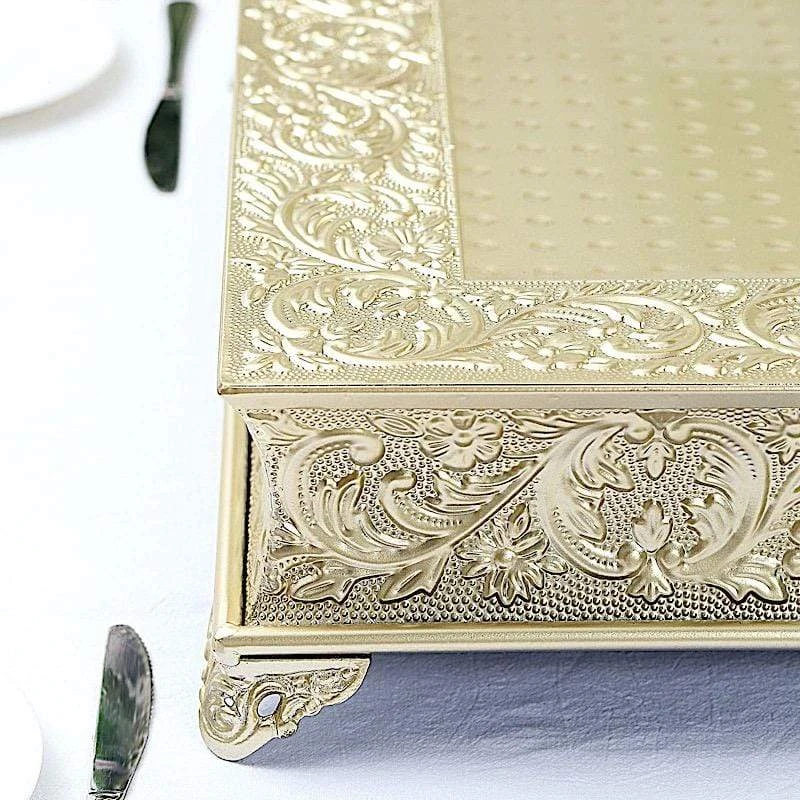 22" X 22" Square Floral Embossed Wedding Cake Stand 11 22" X 22" Square Floral Embossed Wedding Cake Stand - Image 9