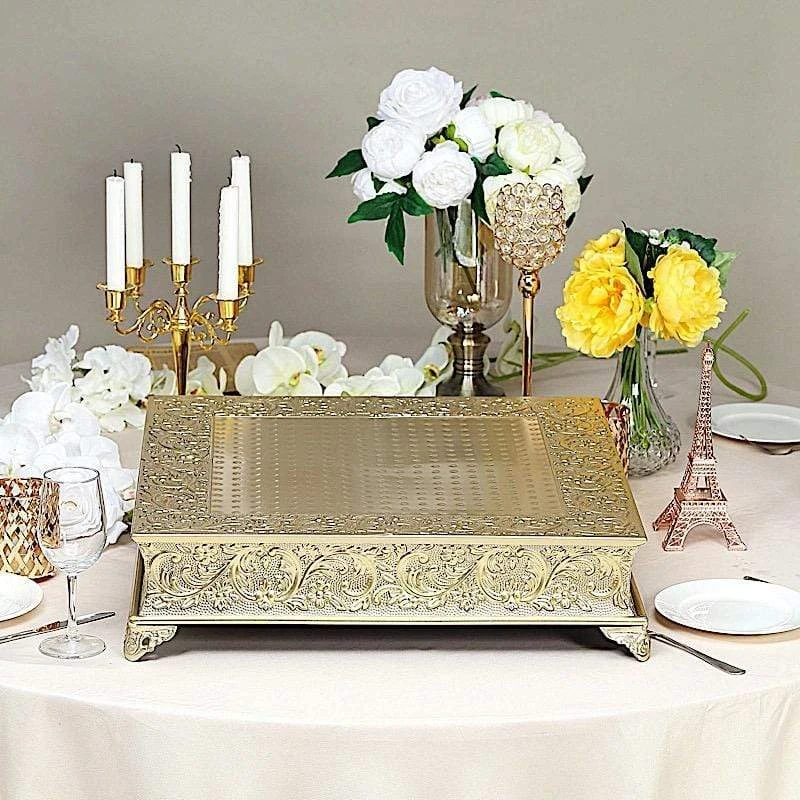 22" X 22" Square Floral Embossed Wedding Cake Stand 12 22" X 22" Square Floral Embossed Wedding Cake Stand - Image 10